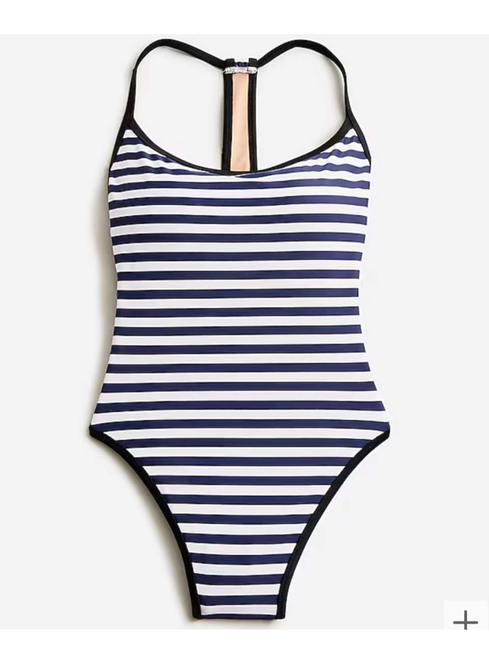 J. Crew Navy And White Striped One-Piece Swimsuit Racer Back Bathing Suit